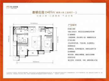 3室2厅1卫 户型图