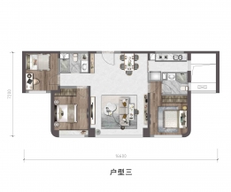 3室2厅2卫 户型图