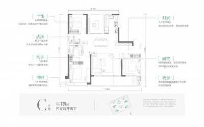 4室2厅2卫 户型图