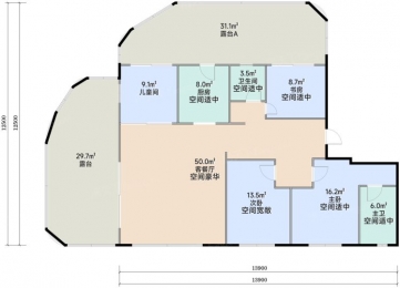 4室2厅2卫 户型图
